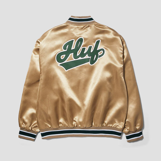 HUF Pop Fly Satin Baseball Jacket Tan
