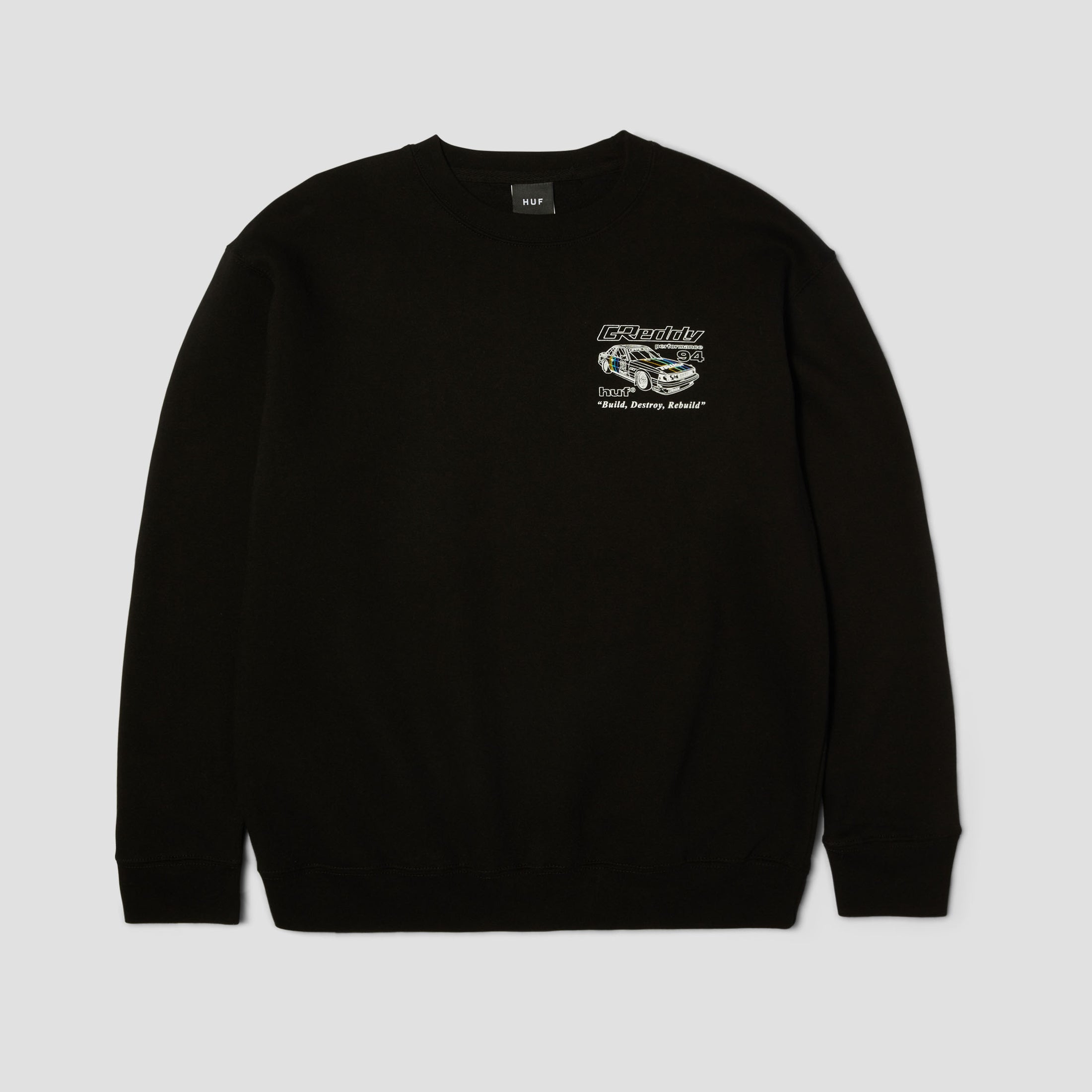 HUF x GReddy Retro Mod Crew Black