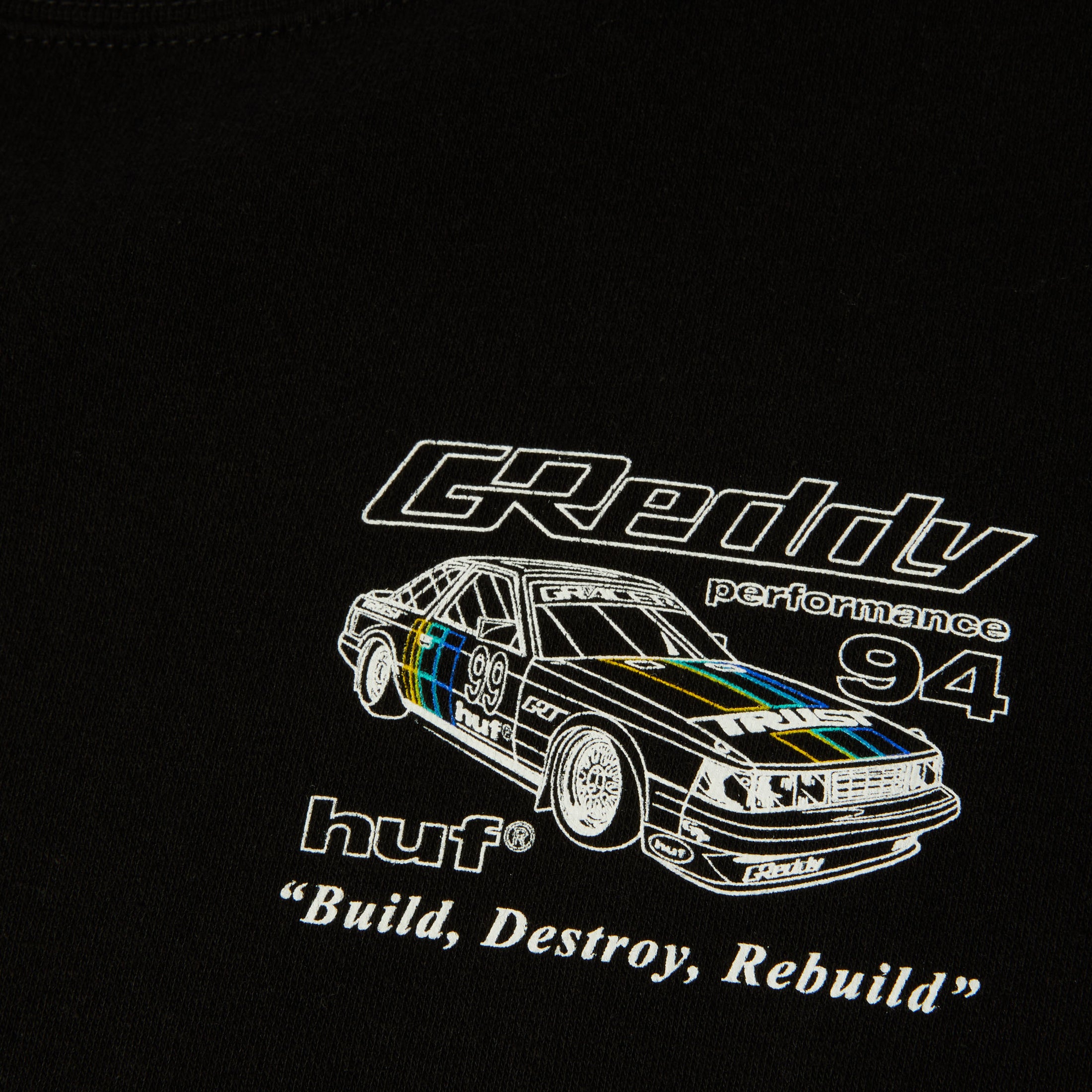 HUF x GReddy Retro Mod Crew Black