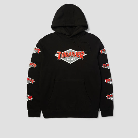 HUF x Thrasher Logo Hoodie Black
