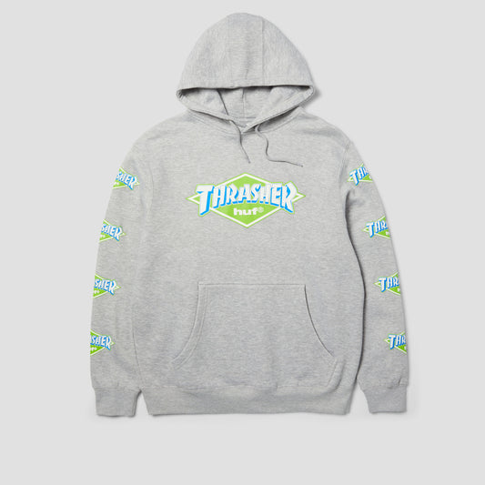 HUF x Thrasher Logo Hoodie Heather Grey