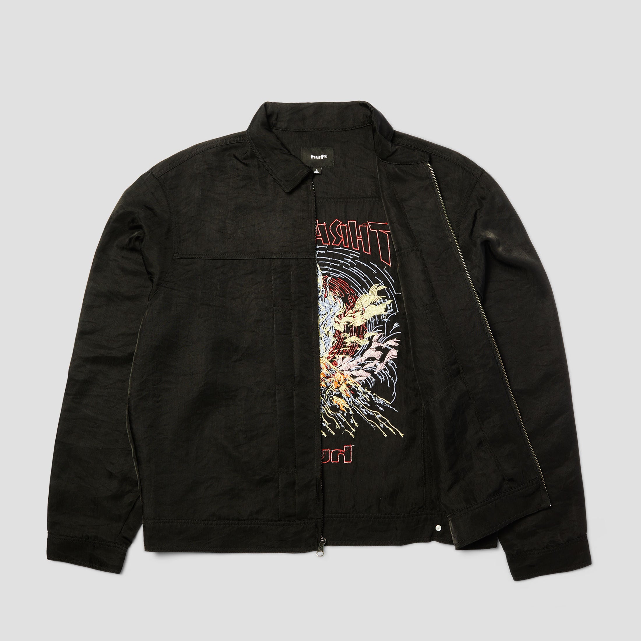 HUF x Thrasher Trucker Jacket Black