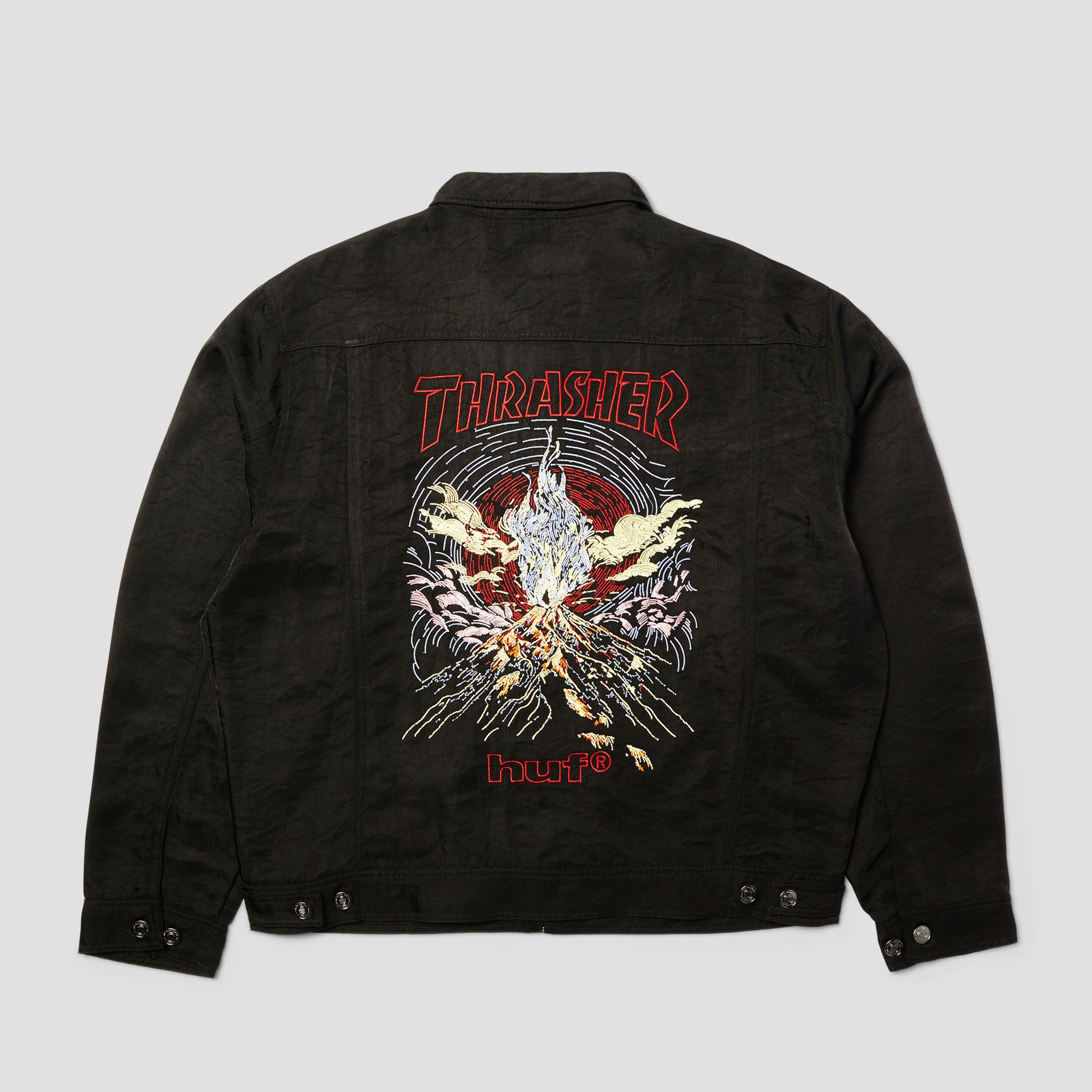 HUF x Thrasher Trucker Jacket Black