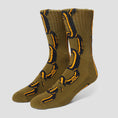 Load image into Gallery viewer, HUF Linked Crew Socks Olive
