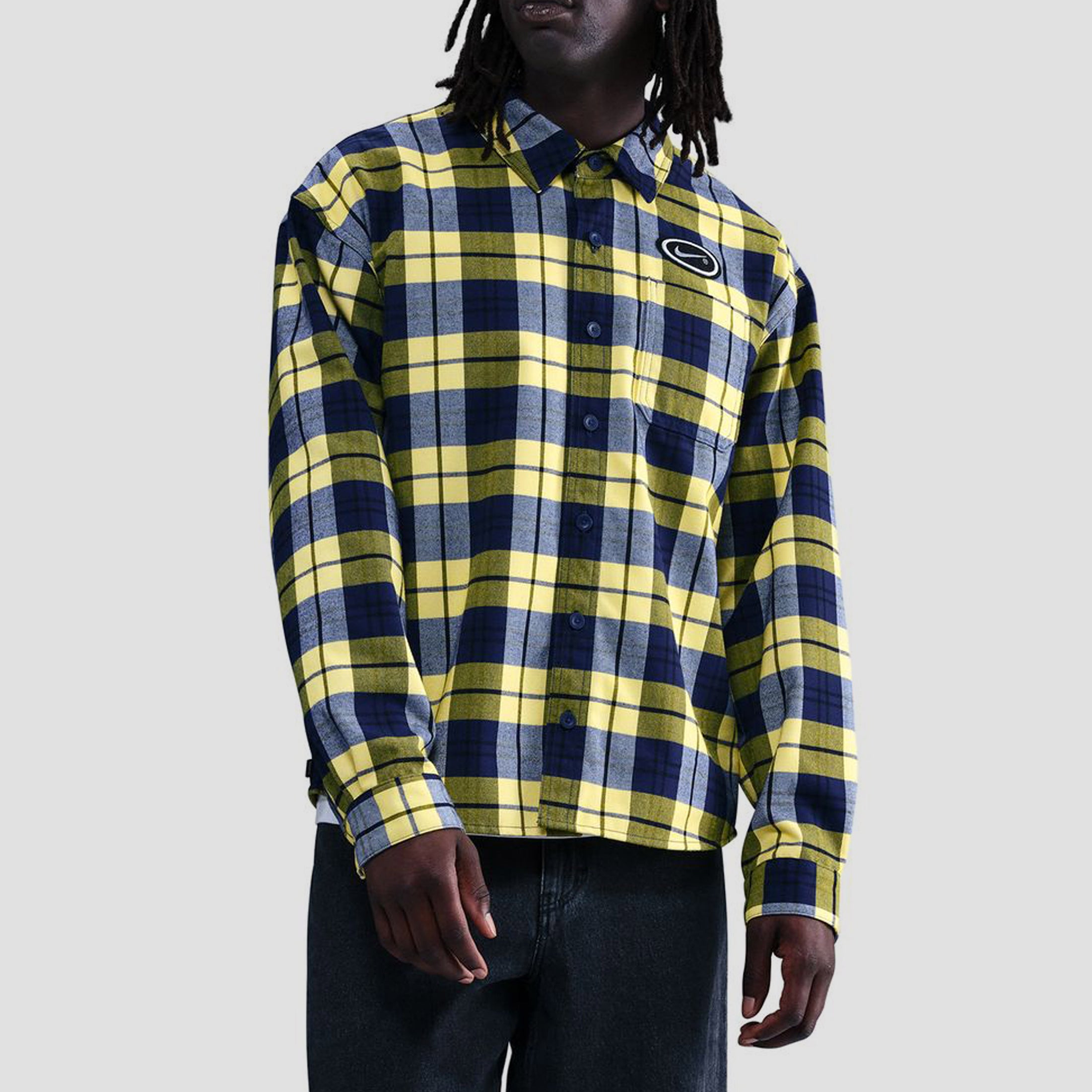 Nike SB Longsleeve Flannel Shirt Midnight Navy / Speed Yellow