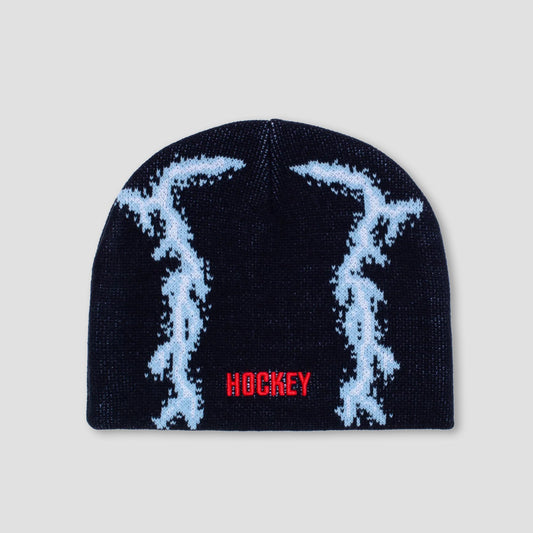 Hockey Lightning Skull Beanie Black