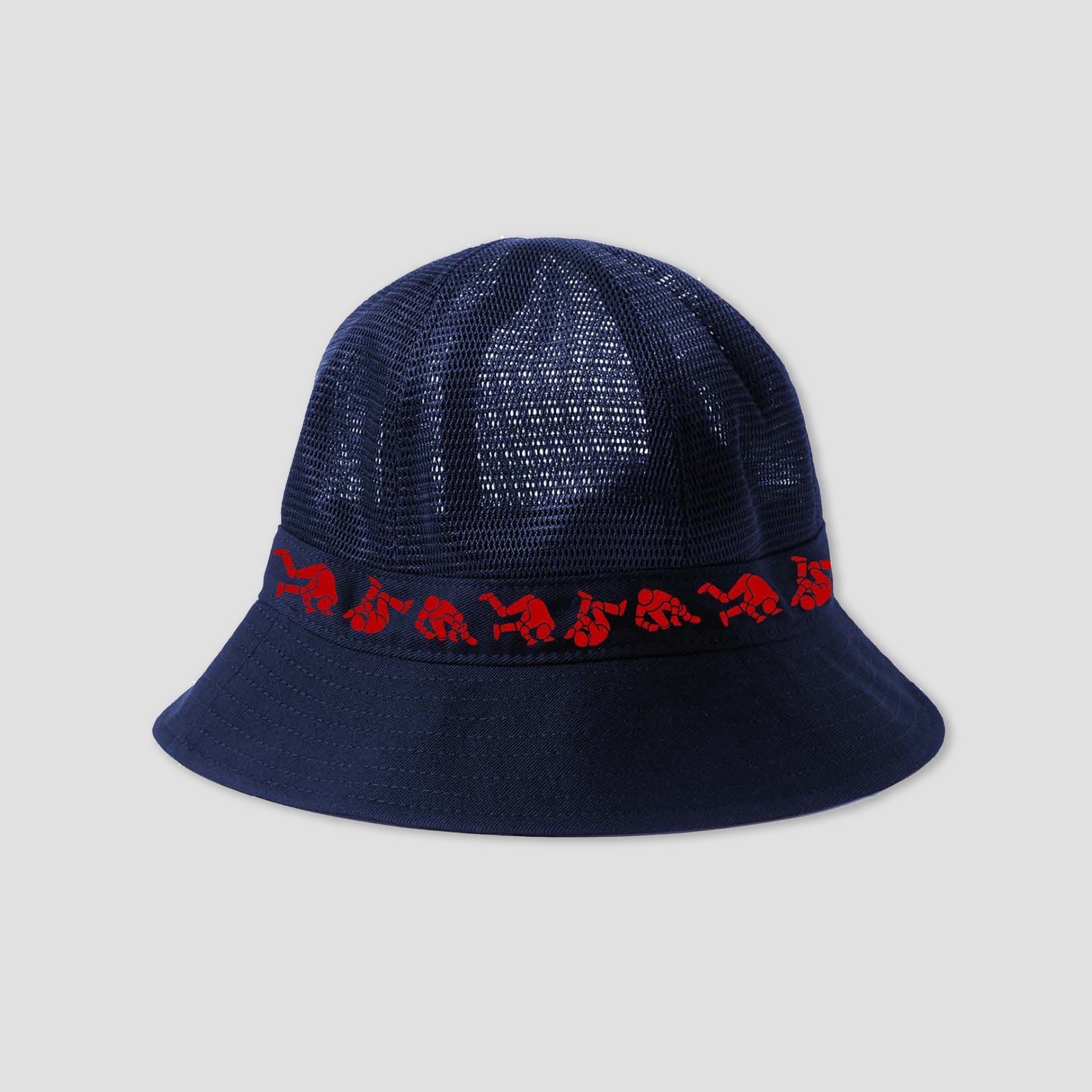 Hockey Fall Guy Mesh Bucket Hat Navy