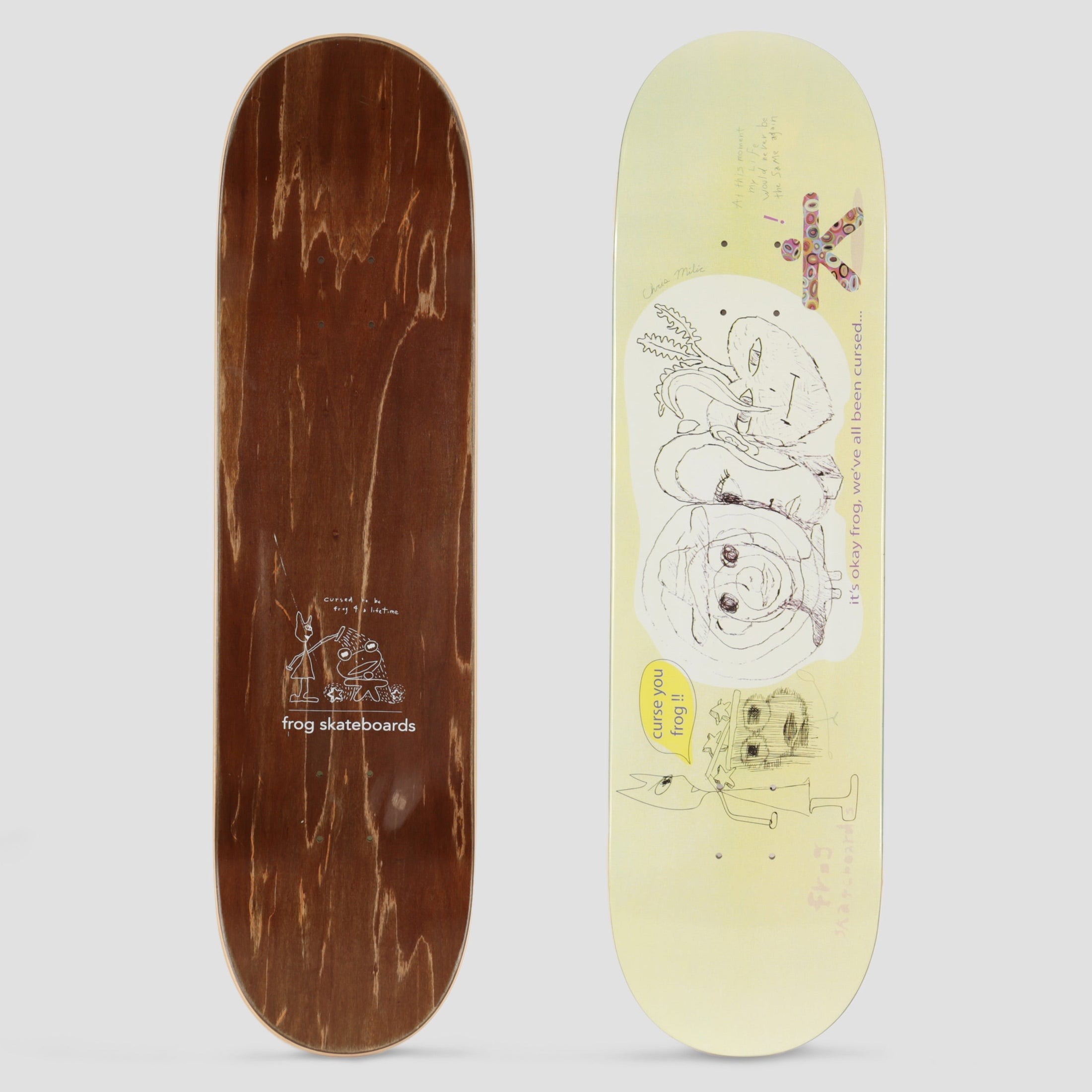 Frog 8.5 Cursed Chris Milic Skateboard Deck Yellow