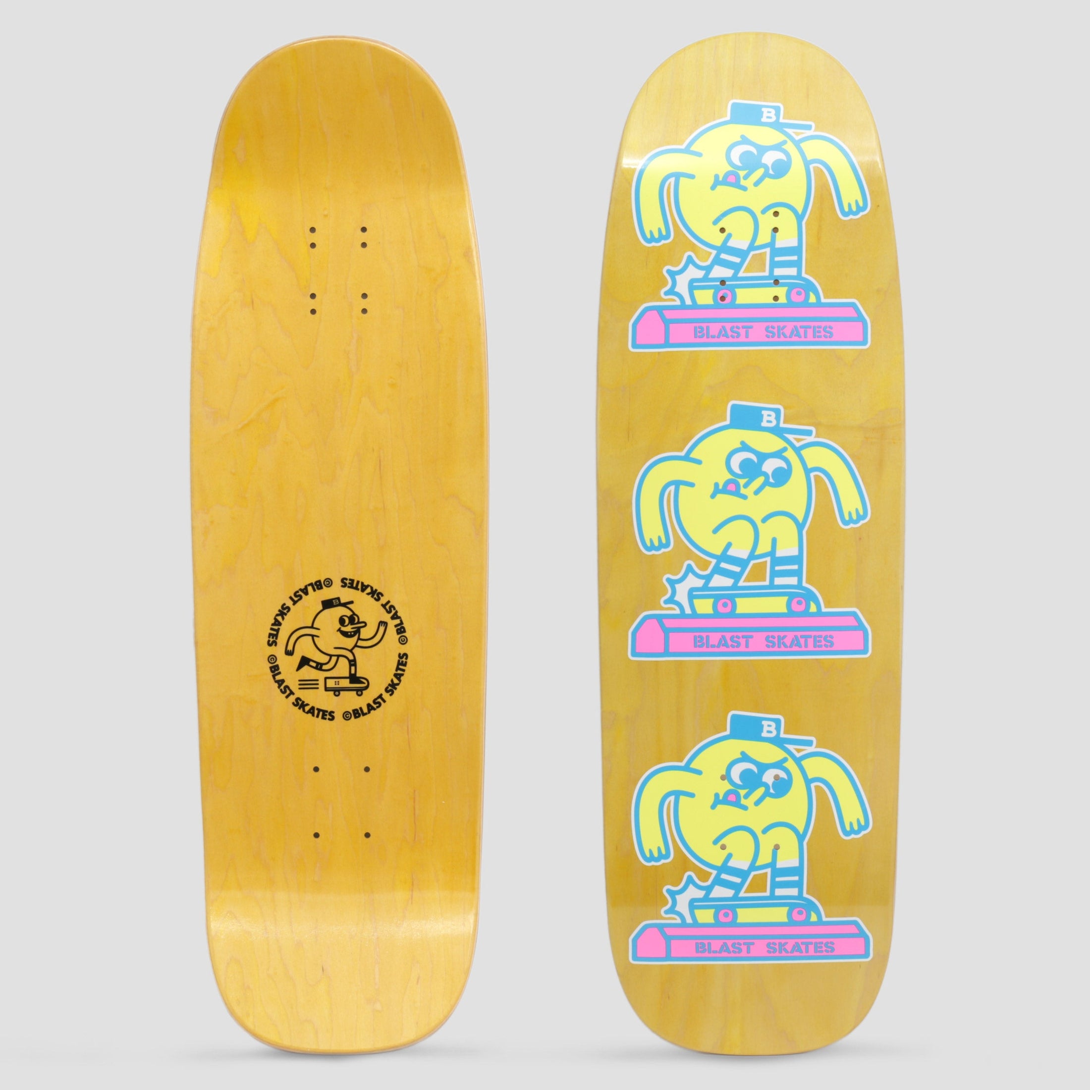 Blast Skates 9.5 Custom Shape Curb Club Skateboard Deck Yellow