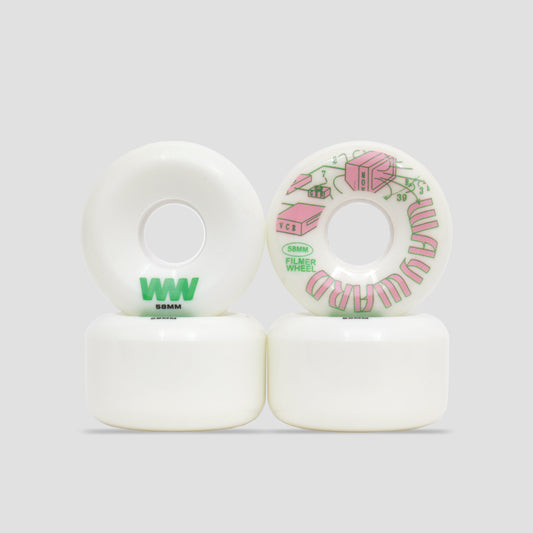 Wayward 58mm 80b Filmer Skateboard Wheels Green / Pink
