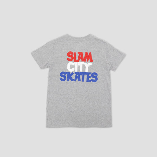 Slam City Skates Classic Scale Logo Youth T-Shirt Heather
