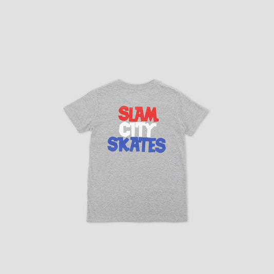 Slam City Skates Classic Scale Logo Kids T-Shirt Heather
