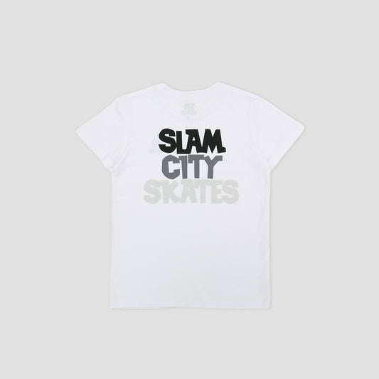Slam City Skates Classic Scale Logo Youth T-Shirt White