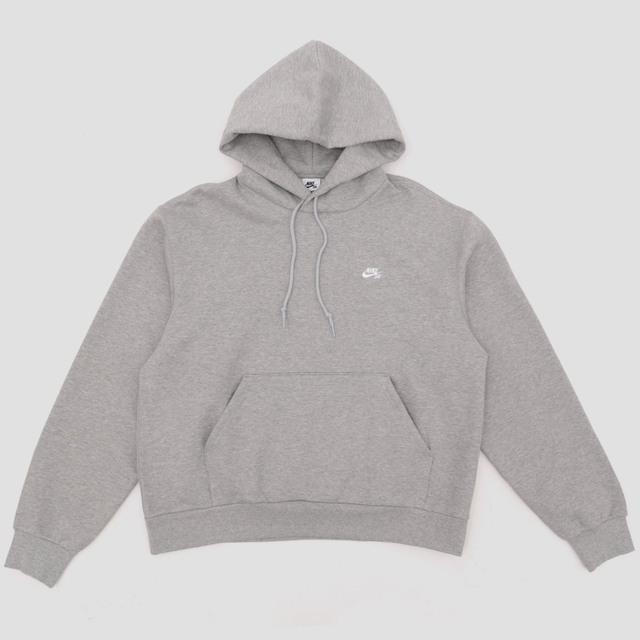 Nike SB Embroidered Logo Fleece Pullover Hood Dark Grey Heather / White