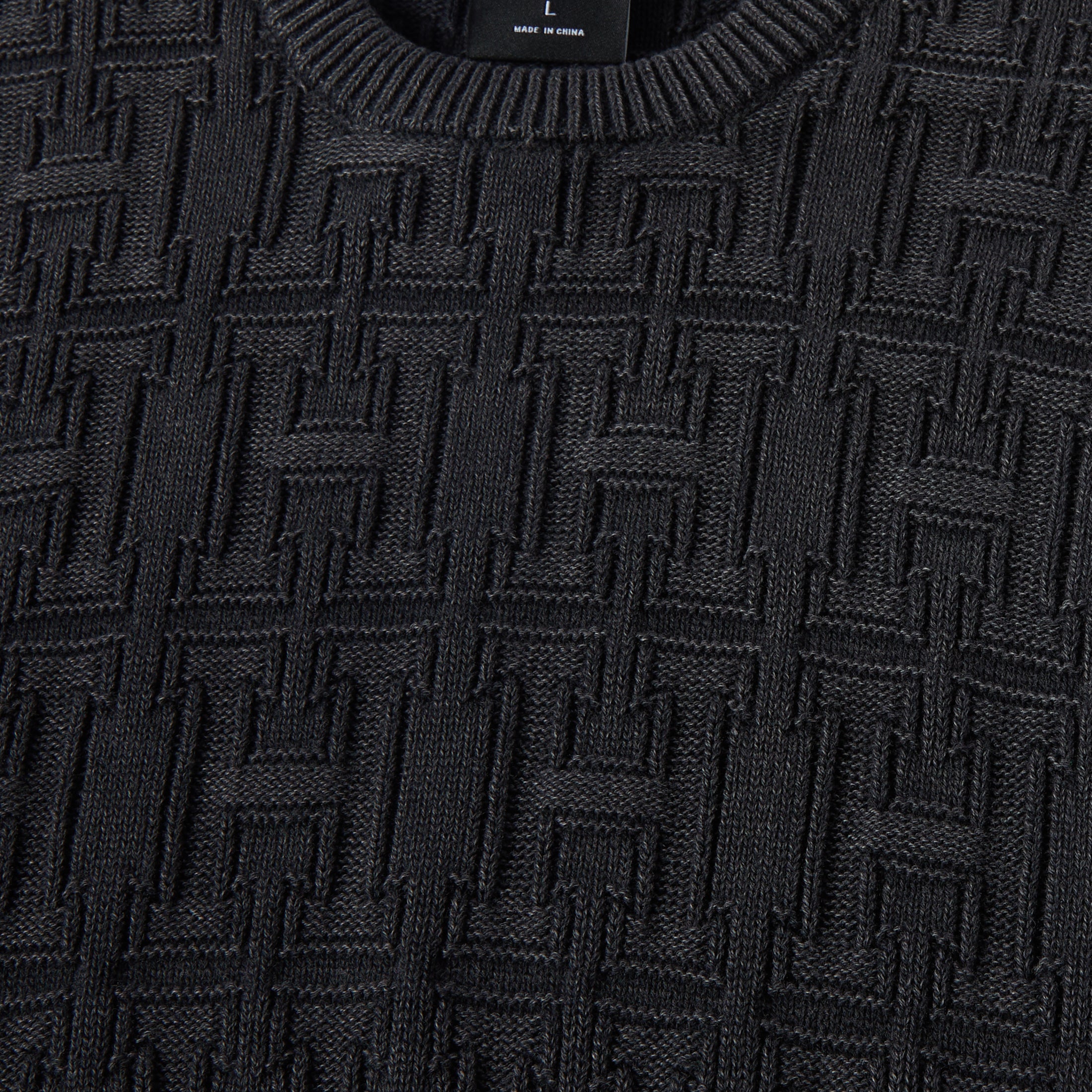 HUF Interlaced Jacquard Overdyed Crew Black