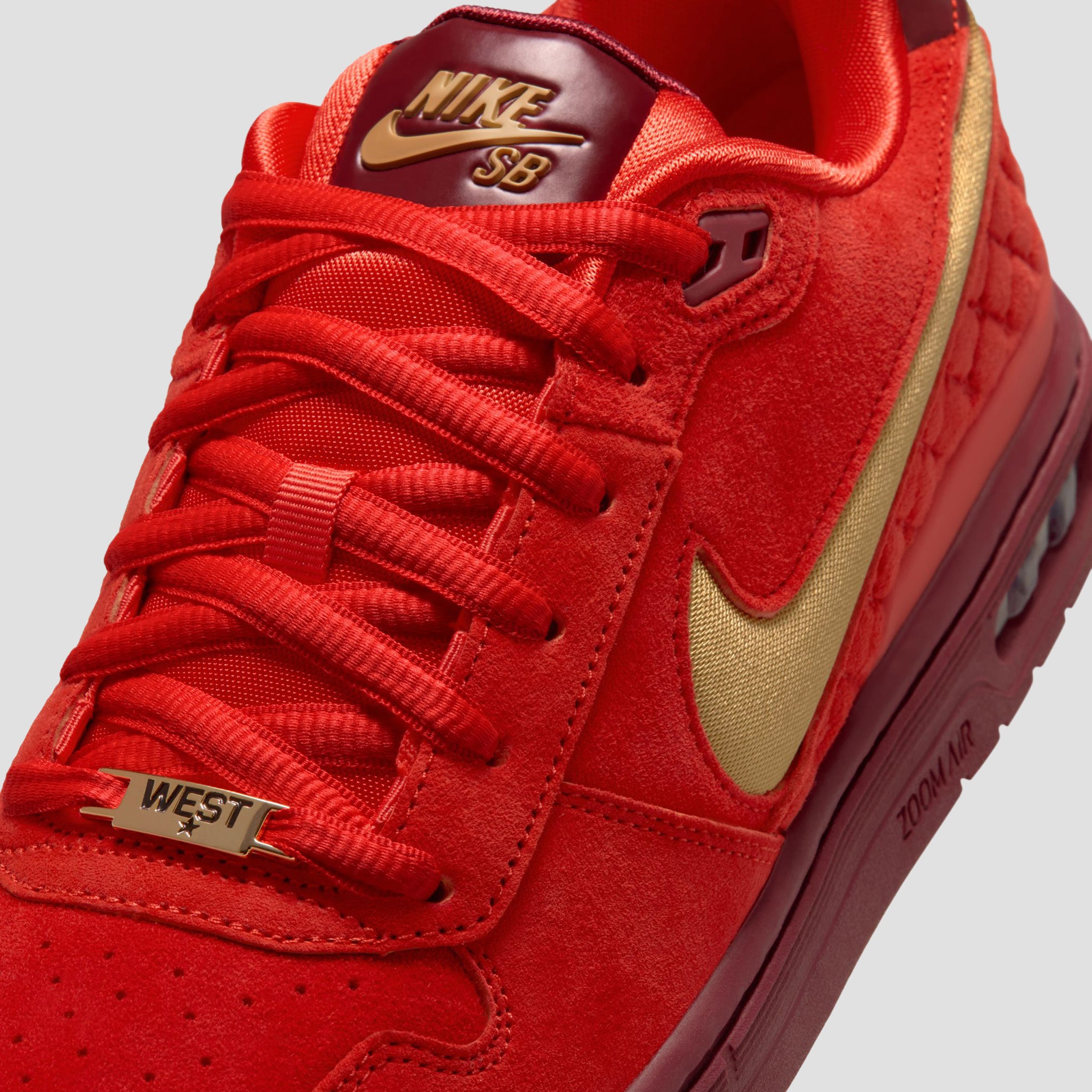 Nike SB Paul Rodriguez Zoom Air Low Skate Shoes Habanero Red / Gold /  Team Red