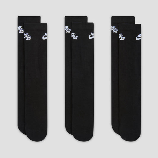 Nike SB Everyday Elevated Crew Socks 3 Pairs Black