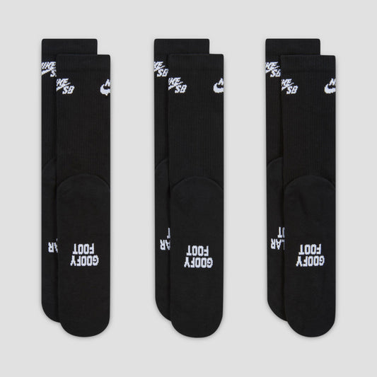 Nike SB Everyday Elevated Crew Socks 3 Pairs Black