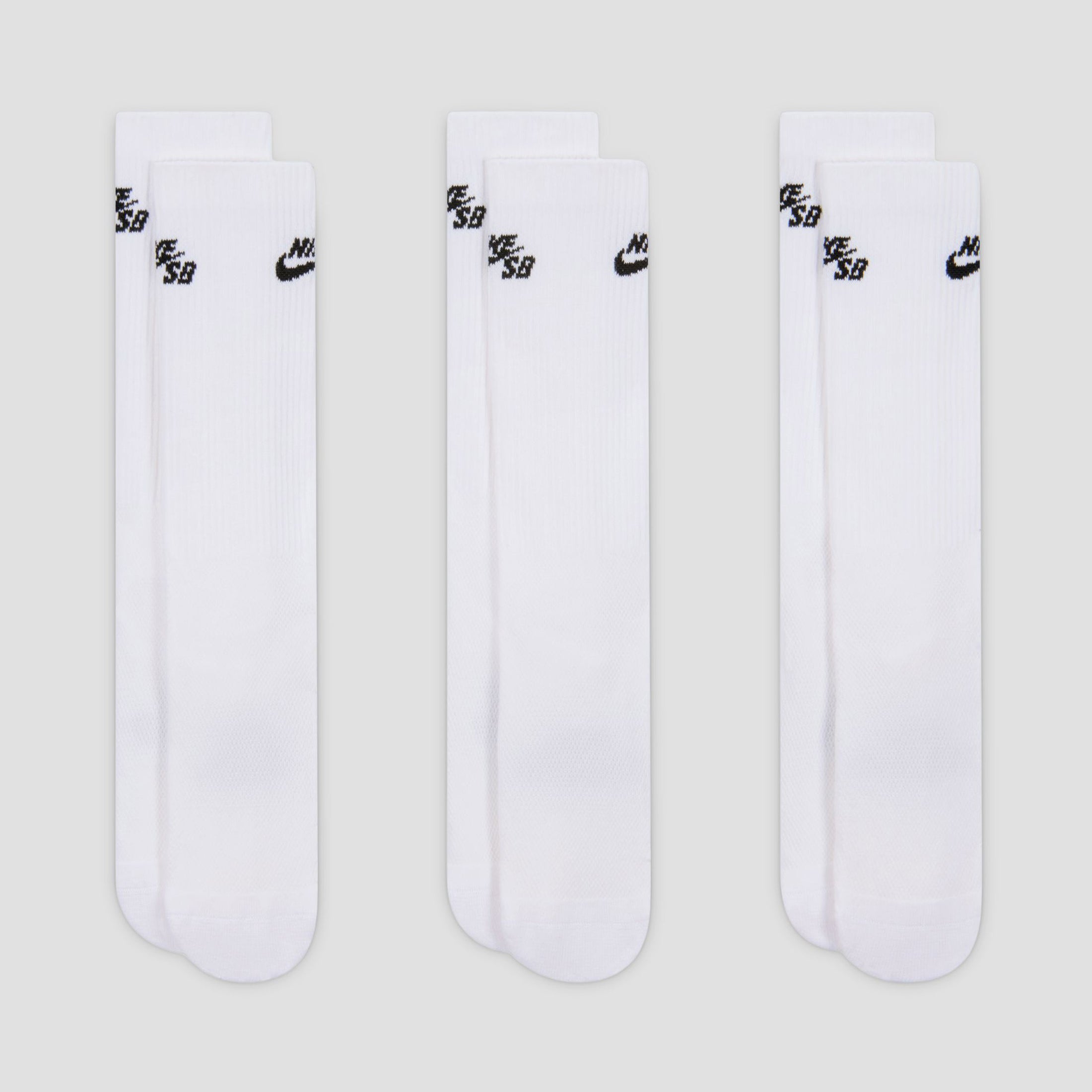 Nike SB Everyday Elevated Crew Socks 3 Pairs White