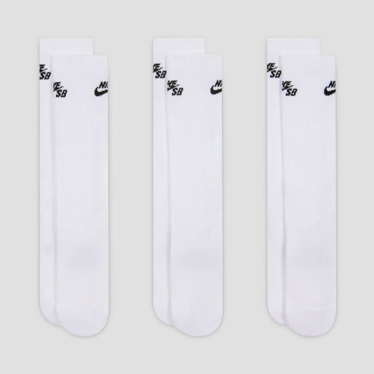 Nike SB Everyday Elevated Crew Socks 3 Pairs White
