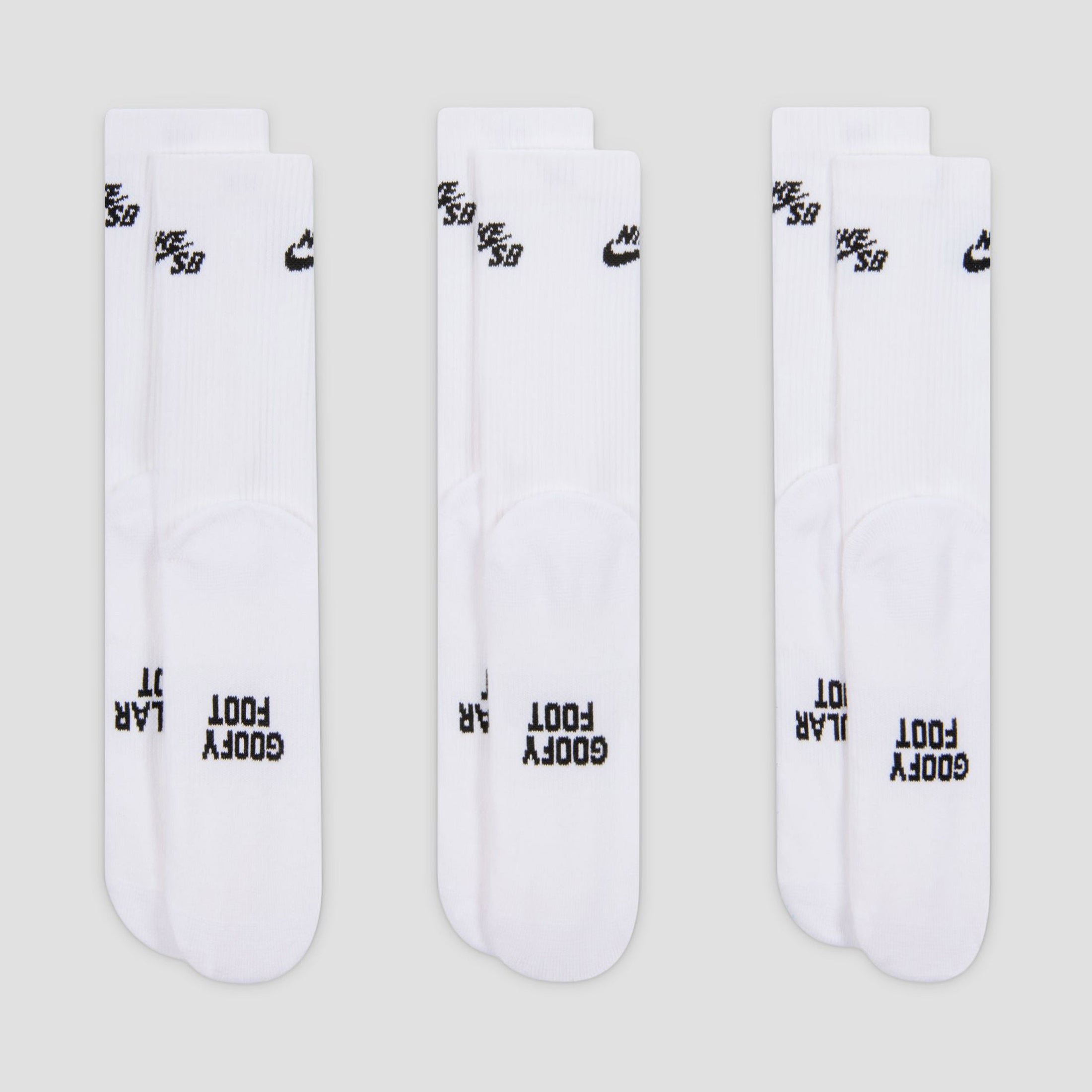 Nike SB Everyday Elevated Crew Socks 3 Pairs White