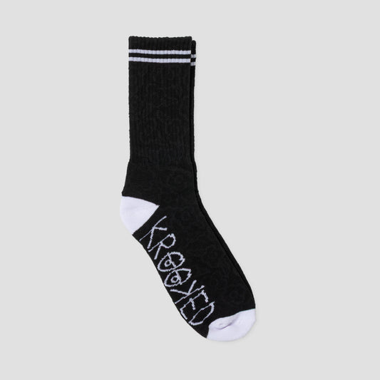 Krooked Multi Flowers Sock Black Black White