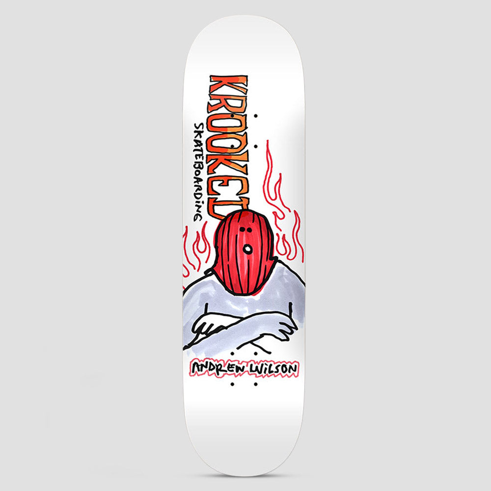 Krooked 8.75 Wilson Fire Mask Skateboard Deck White