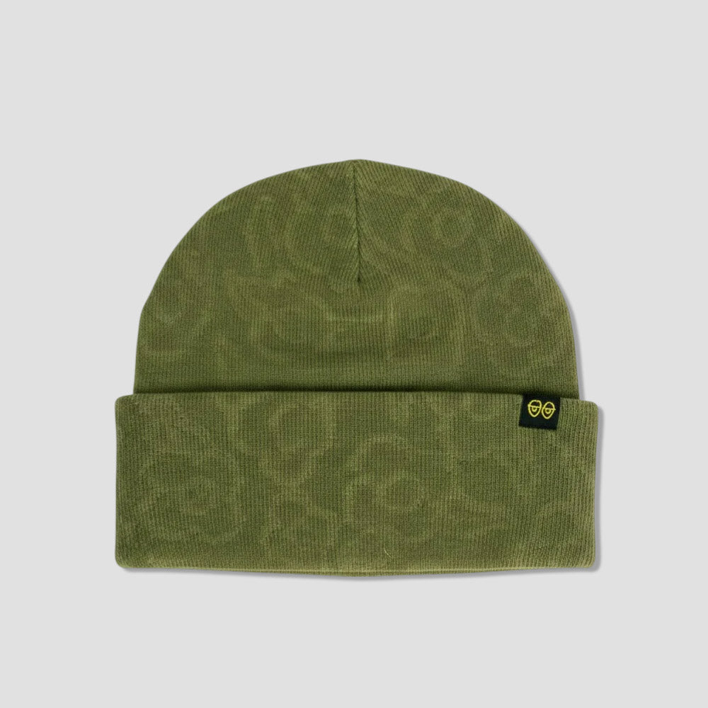 Krooked Flowers Eyes Clip Beanie Olive