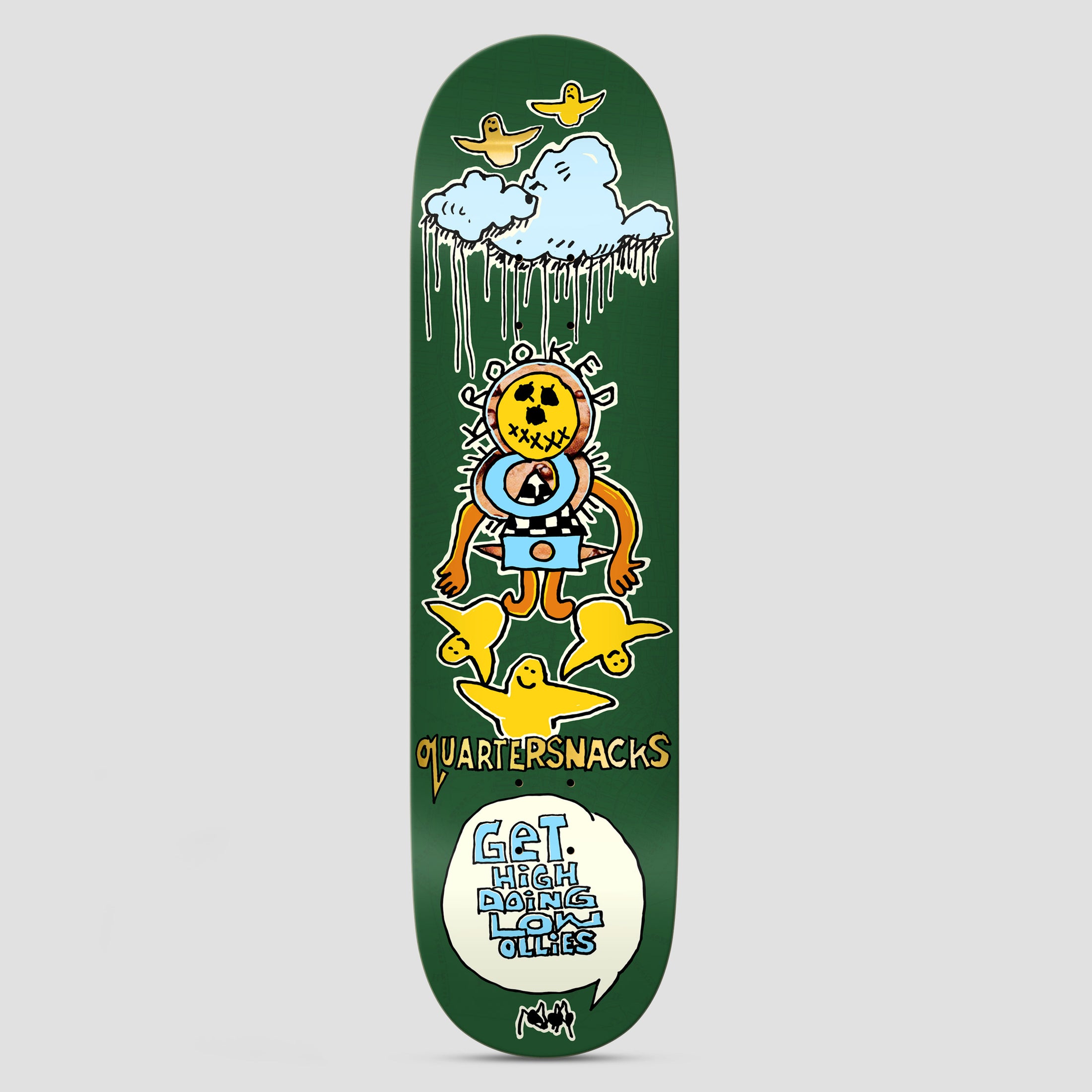 Krooked x Quartersnacks 8.25 Get High Skateboard Deck Olive