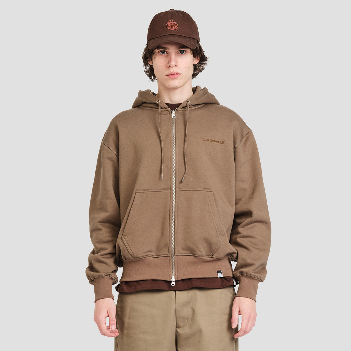Last Resort AB Script Logo Zip Hoodie Khaki Beige