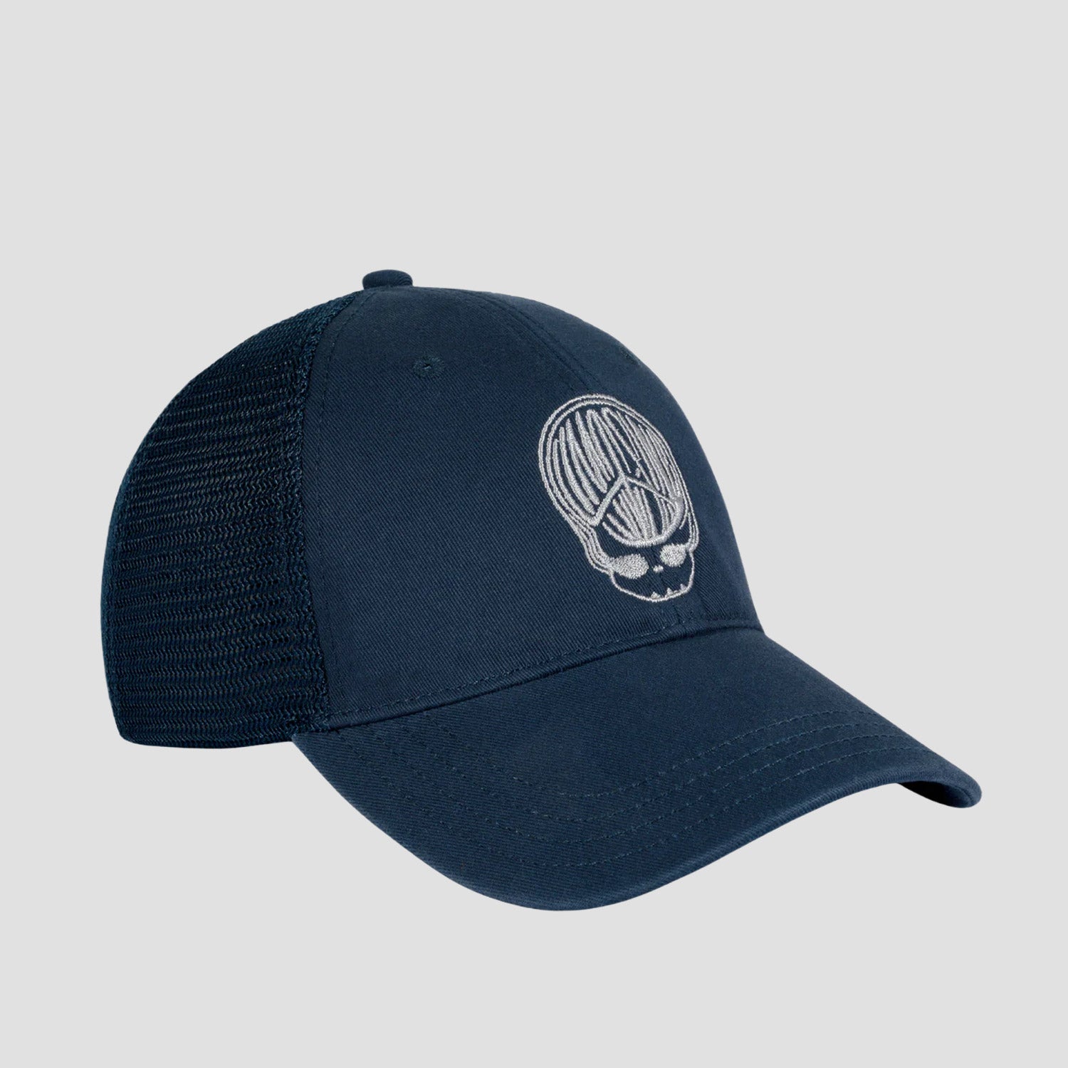 Limosine Peace Head Hat Navy / Silver Embroidery