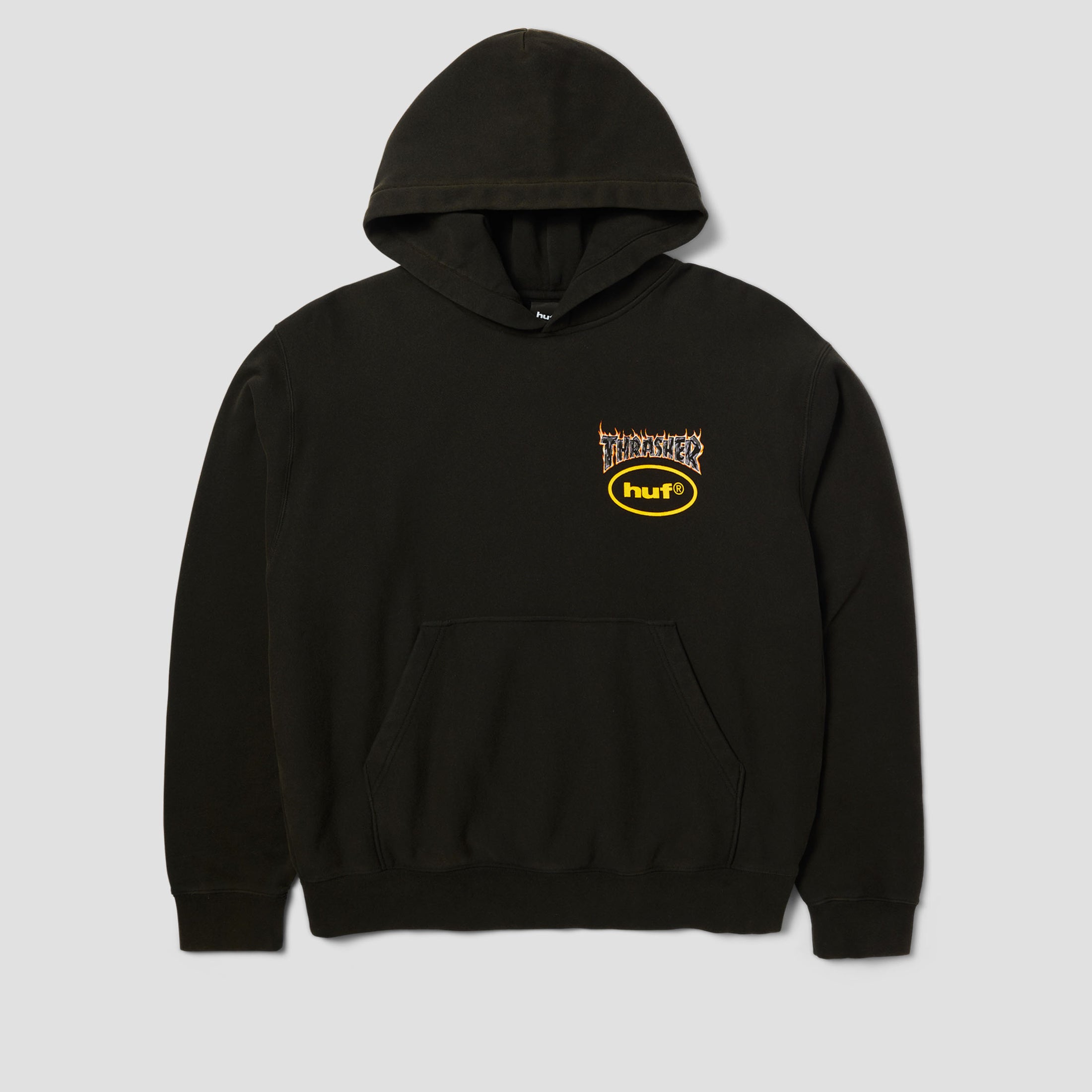 HUF x Thrasher Meltdown Heavyweight Hoodie Washed Black