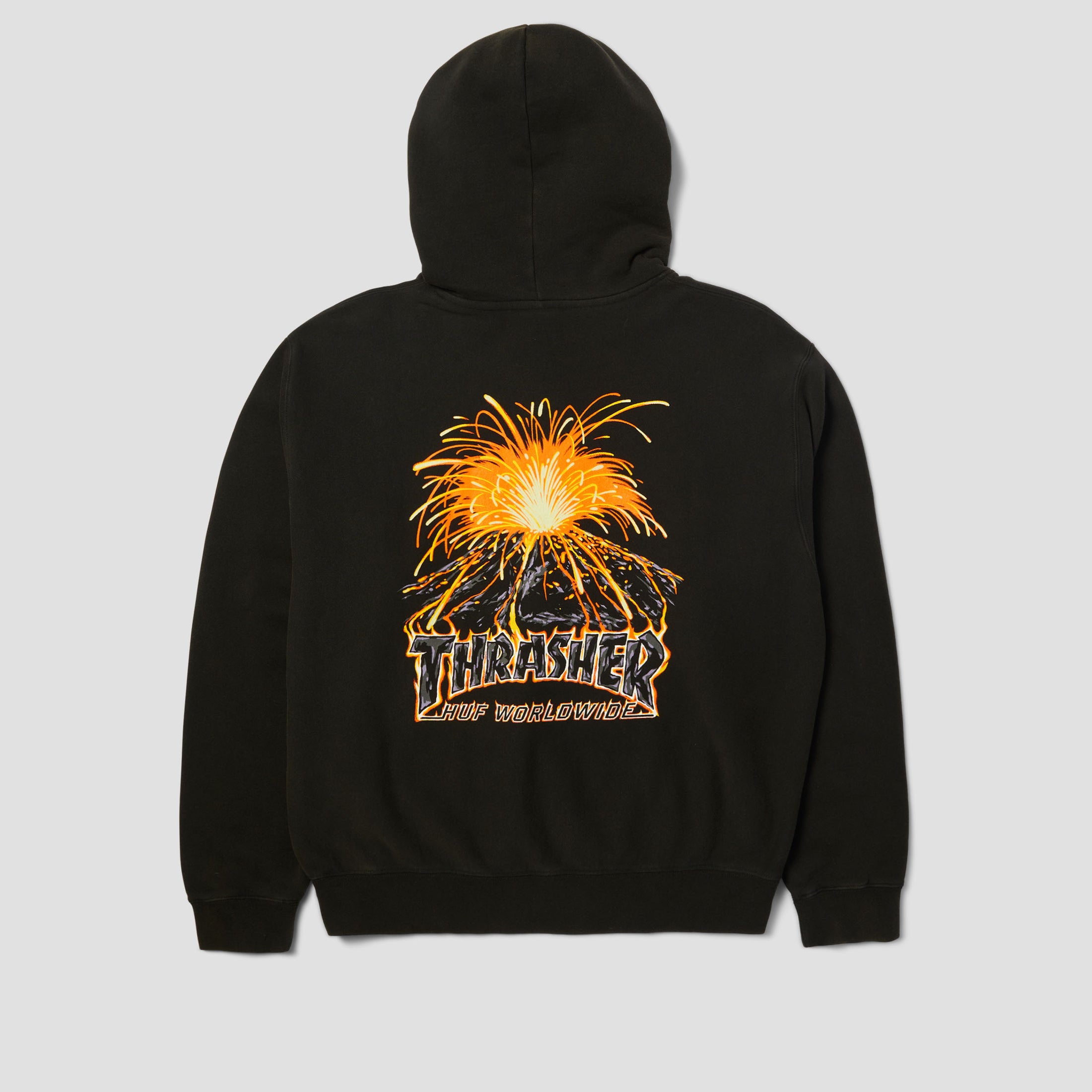 HUF x Thrasher Meltdown Heavyweight Hoodie Washed Black