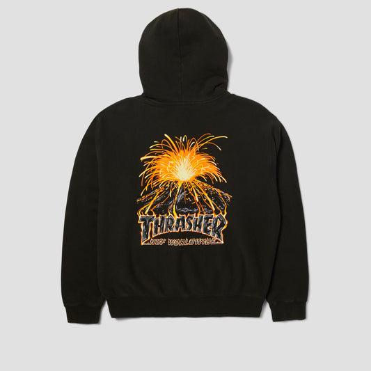 HUF x Thrasher Meltdown Heavyweight Hoodie Washed Black
