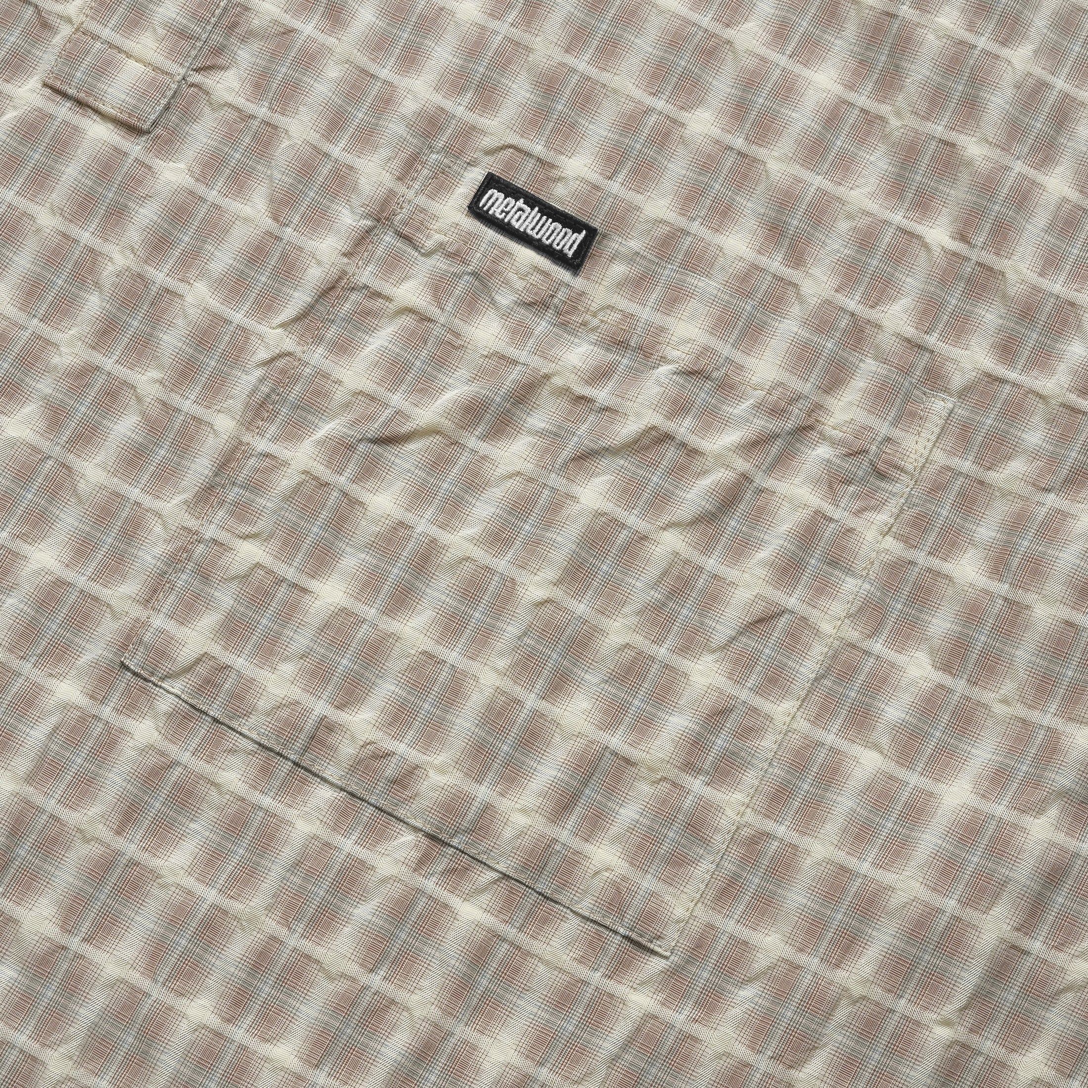 Metalwood Oversized Snap Top Polo Tan Plaid