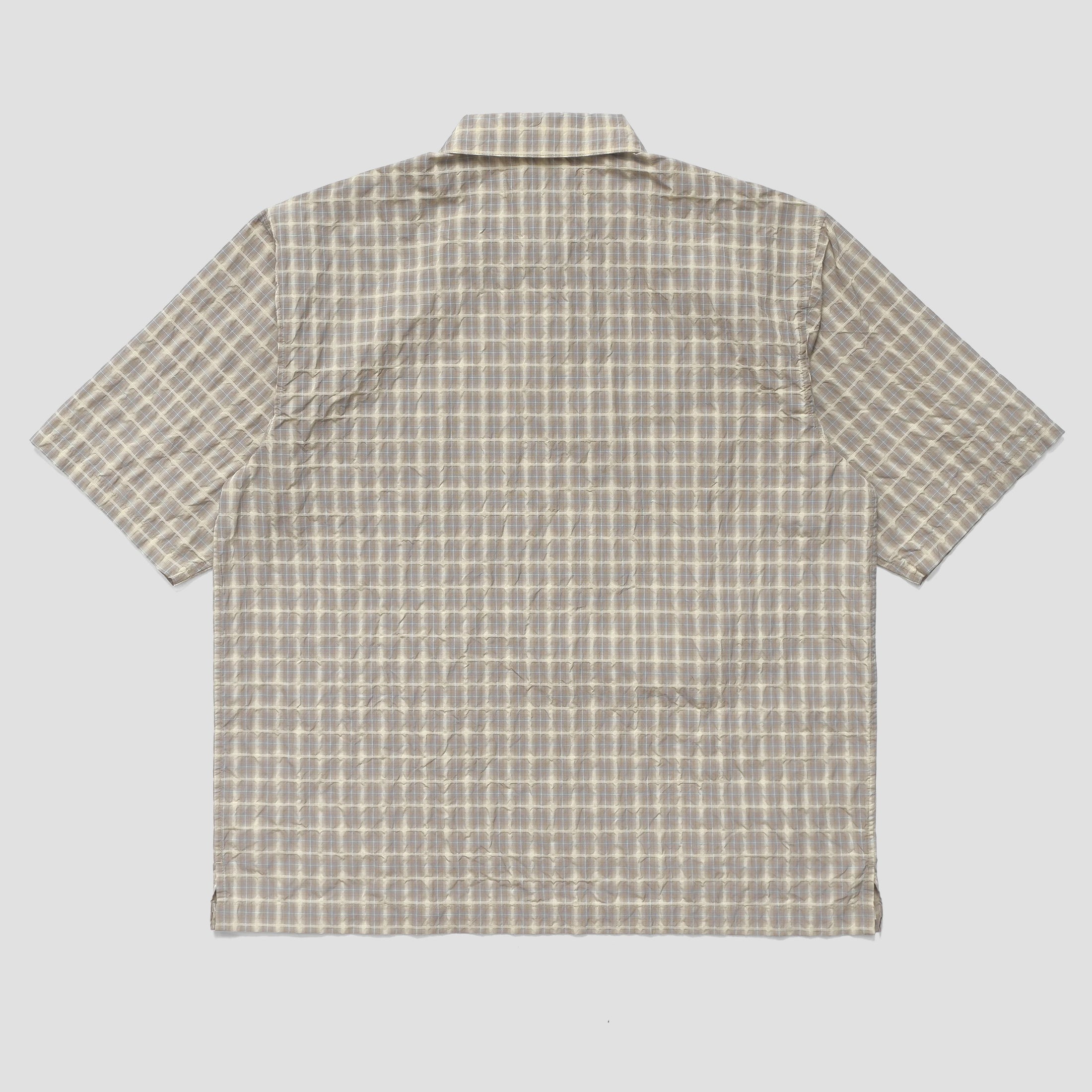 Metalwood Oversized Snap Top Polo Tan Plaid