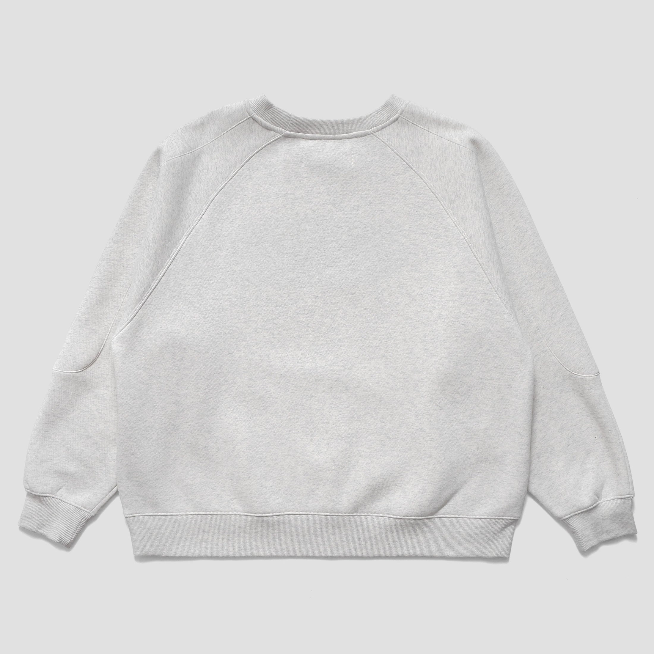 Metalwood Plaid Oval Logo Raglan Crewneck Sweatshirt Heather Grey