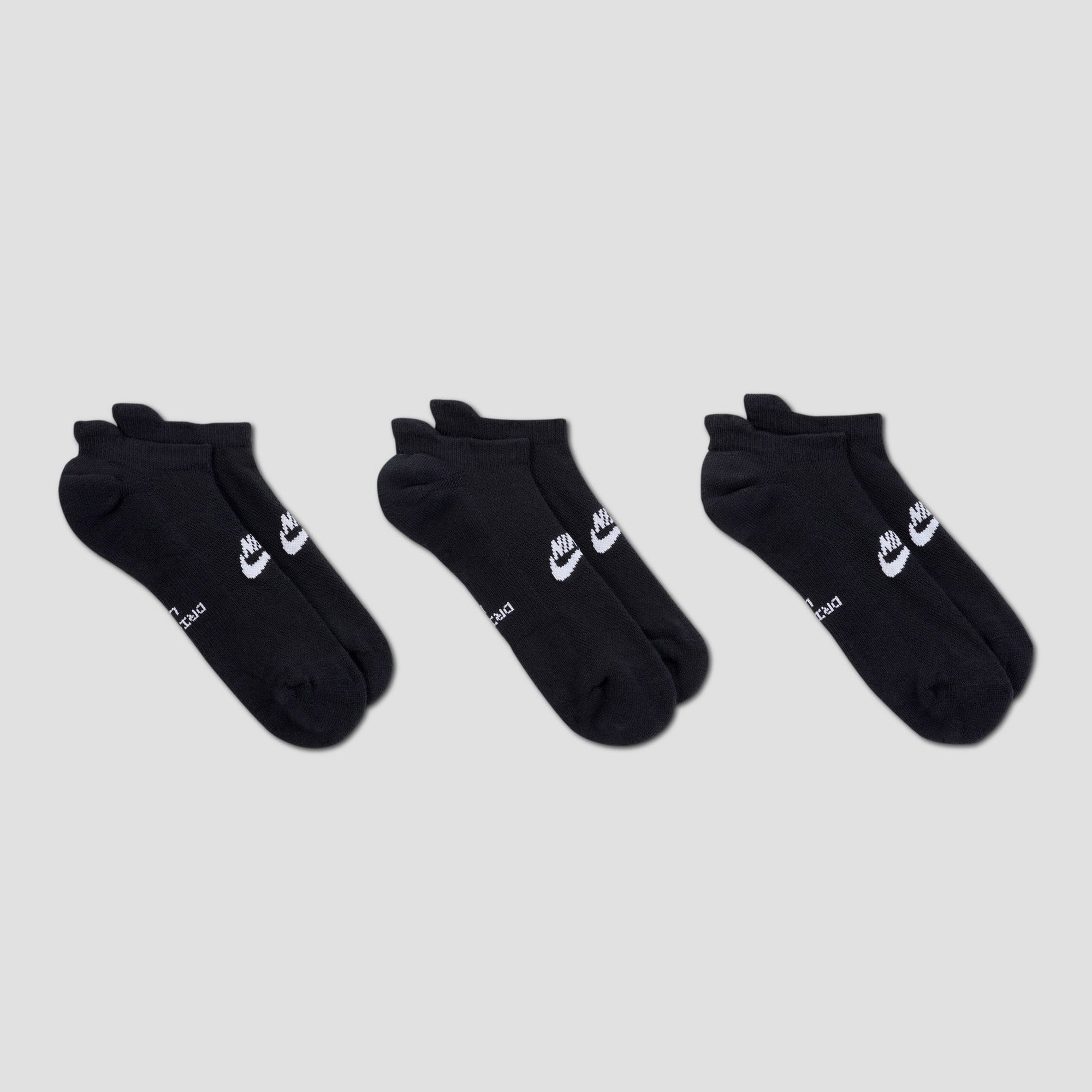 Nike SB Everyday Elevated No-Show Socks 3 Pairs Black
