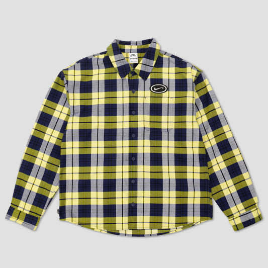 Nike SB Longsleeve Flannel Shirt Midnight Navy / Speed Yellow
