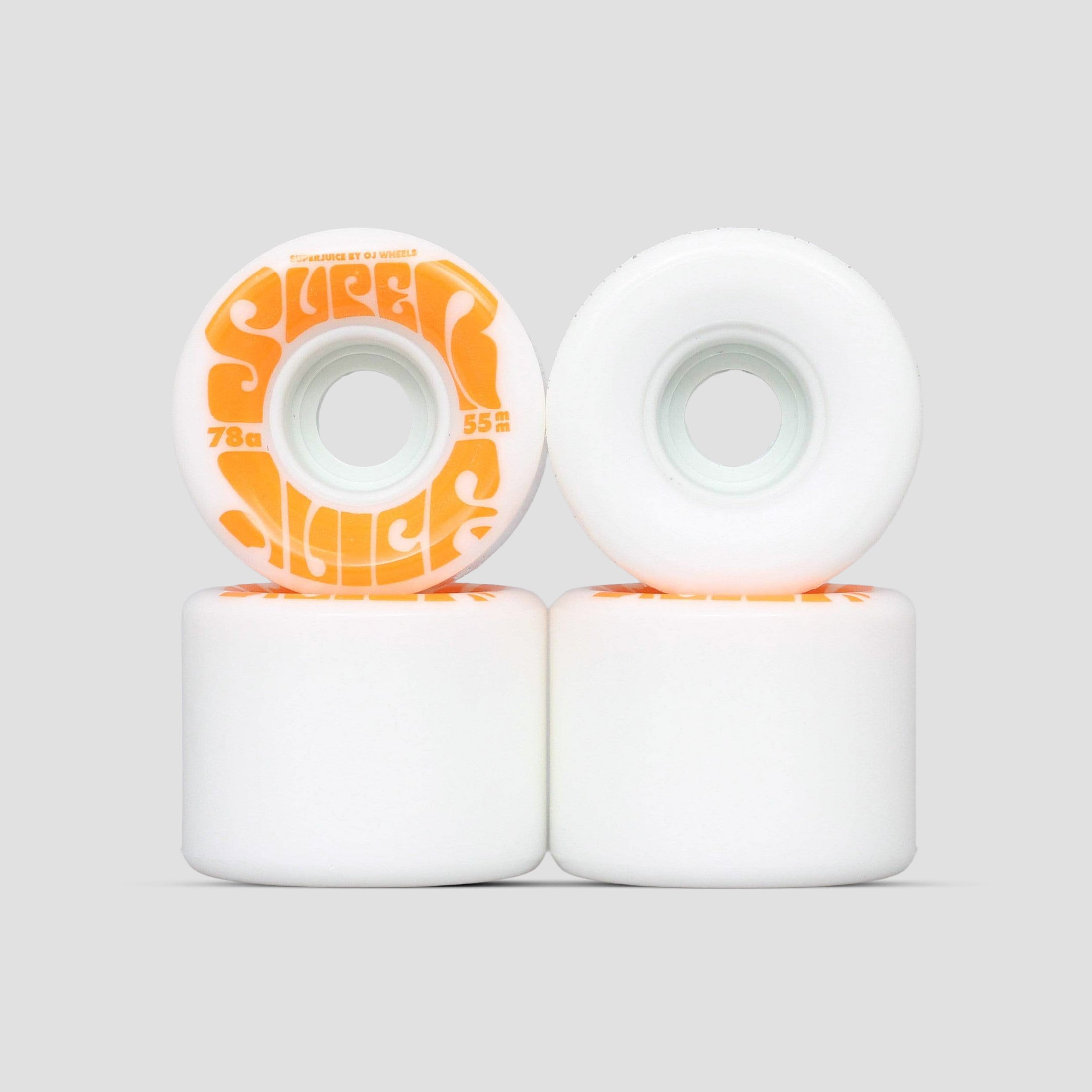 OJ 55mm 78A Mini Super Juice Soft Skateboard Wheels White / Orange