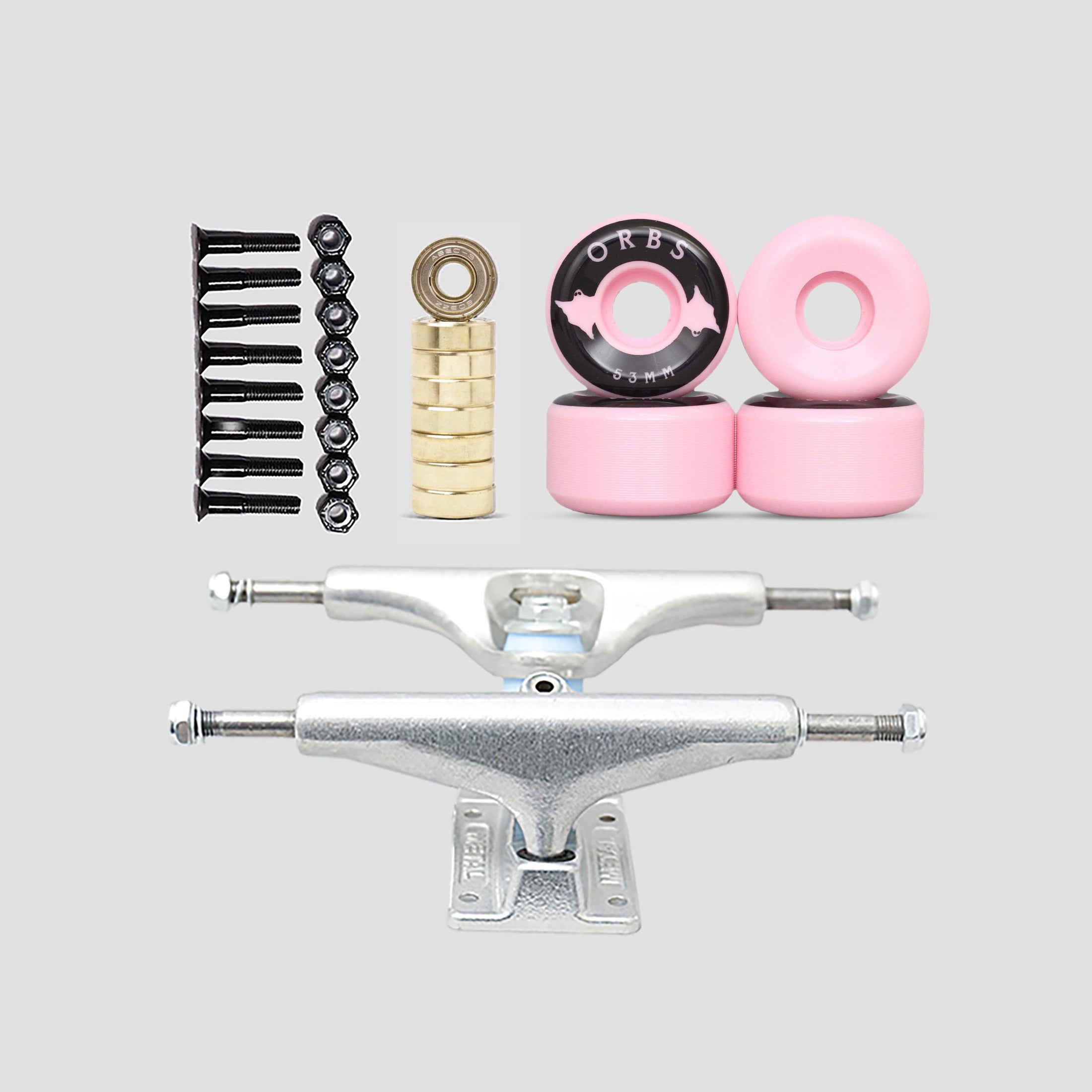 Orbs Solid Silver Light Pink 53mm Undercarriage Kit 5.25" (7.75"- 8.25")