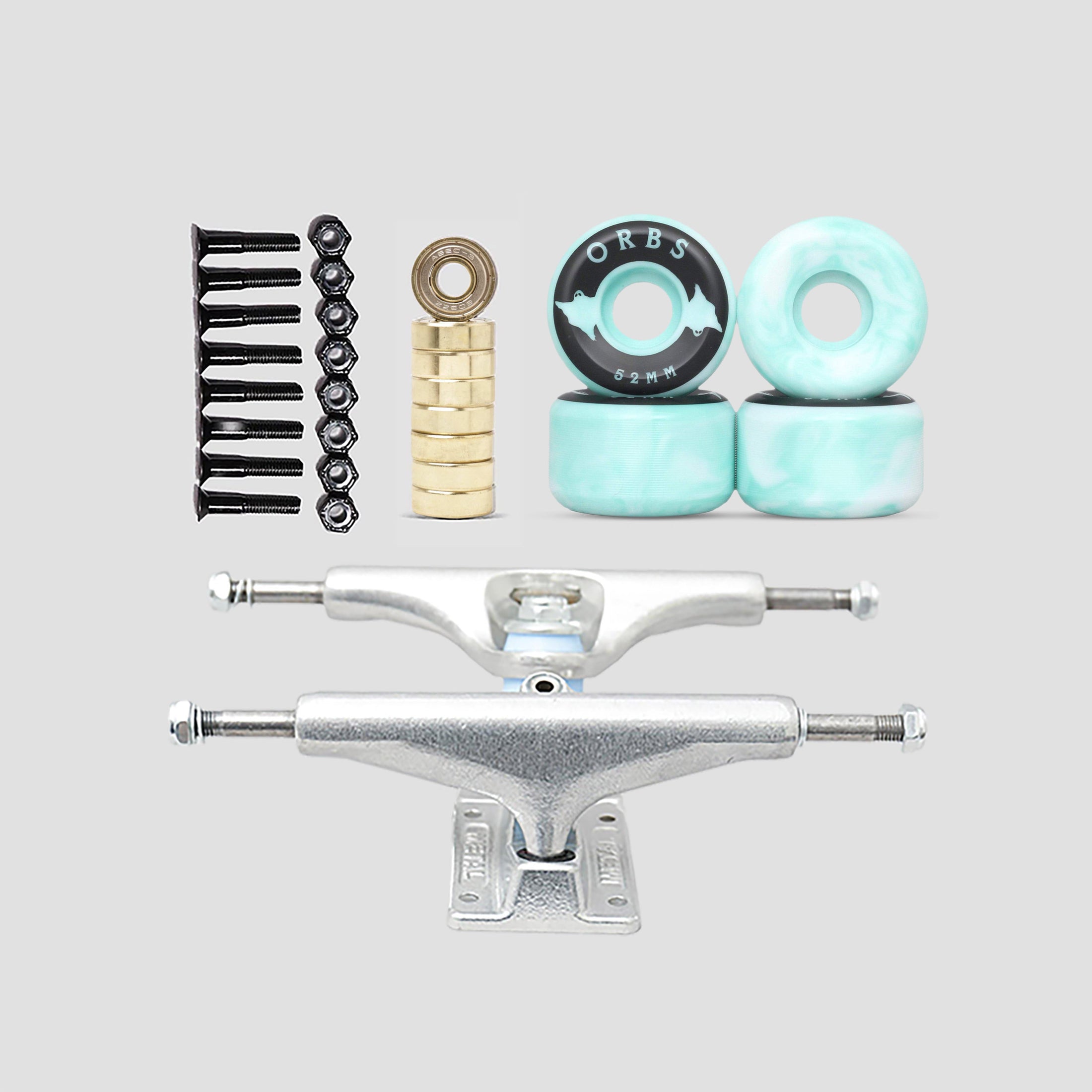 Orbs Swirls Teal / White 52mm Undercarriage Kit 5.25" (7.75"- 8.25")