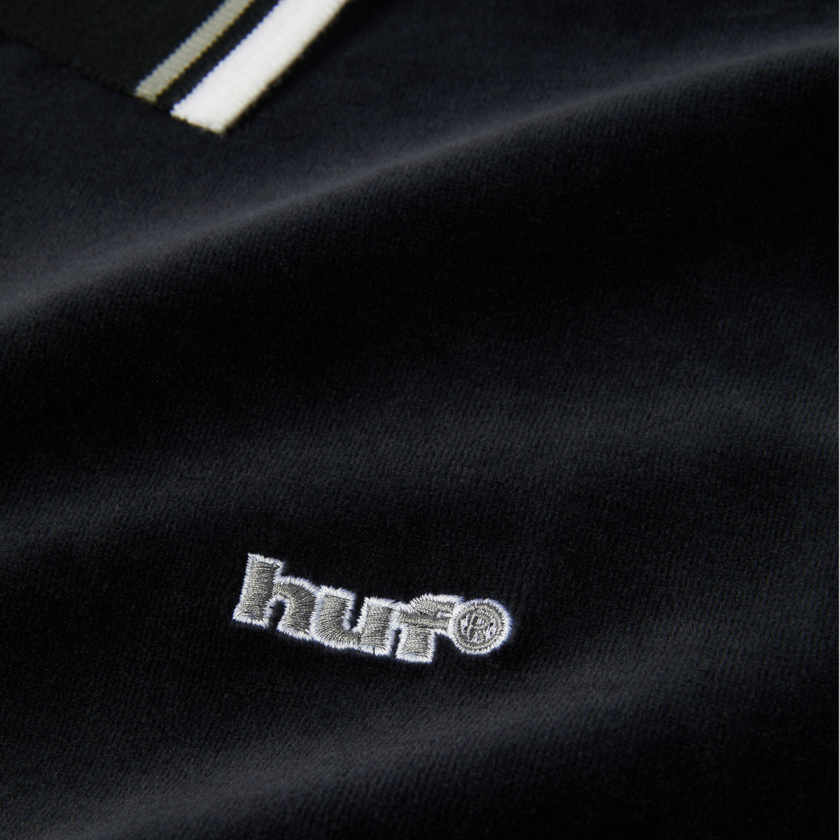 HUF Parker Velour Longsleeve Polo Black