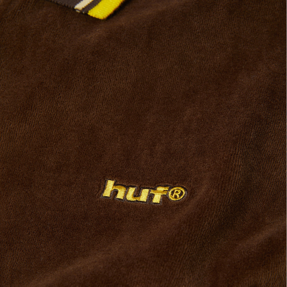 HUF Parker Velour Longsleeve Polo Brown
