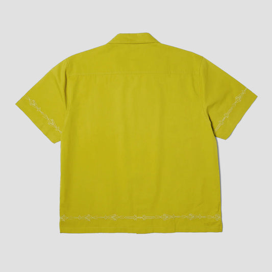HUF Pinstripe Embroidered Shortsleeve Resort Shirt Avocado