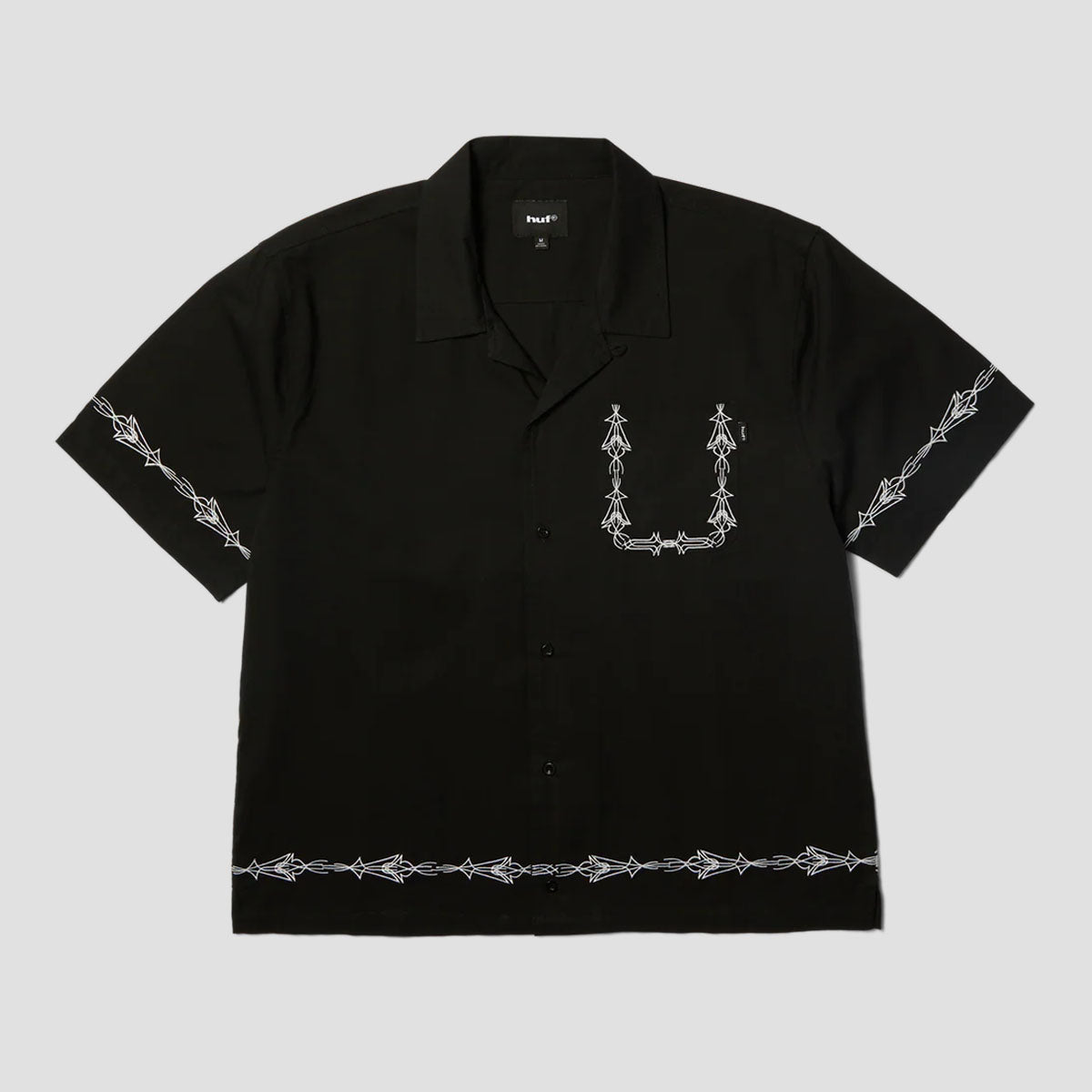 HUF Pinstripe Embroidered Shortsleeve Resort Shirt Black