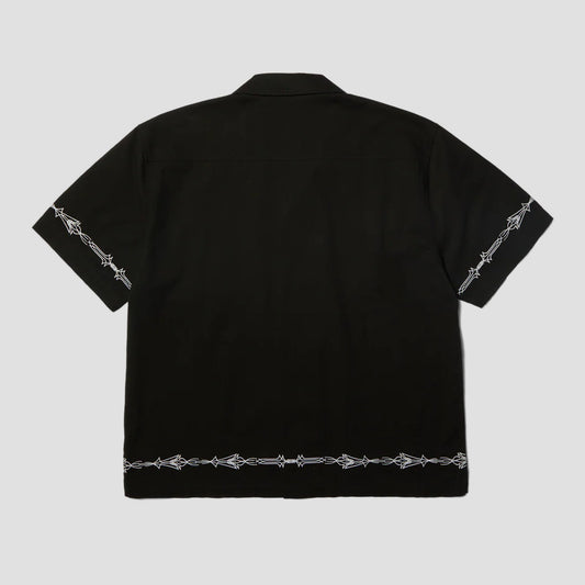 HUF Pinstripe Embroidered Shortsleeve Resort Shirt Black