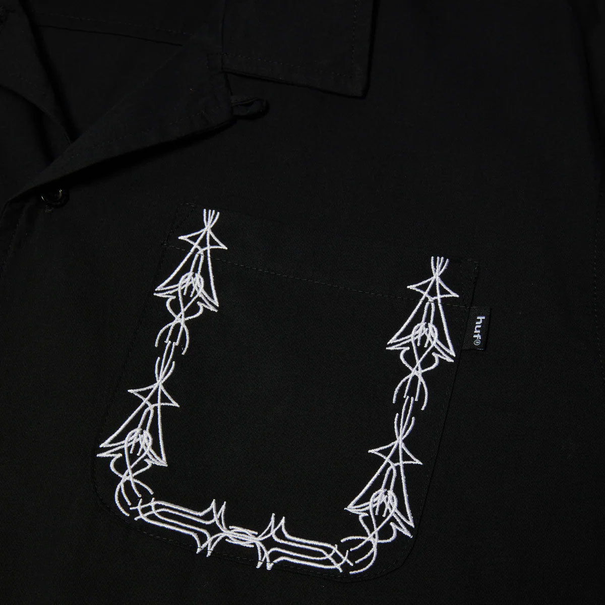 HUF Pinstripe Embroidered Shortsleeve Resort Shirt Black
