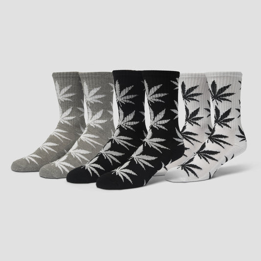 HUF Plantlife 3 Pack Socks White / Black / Heather