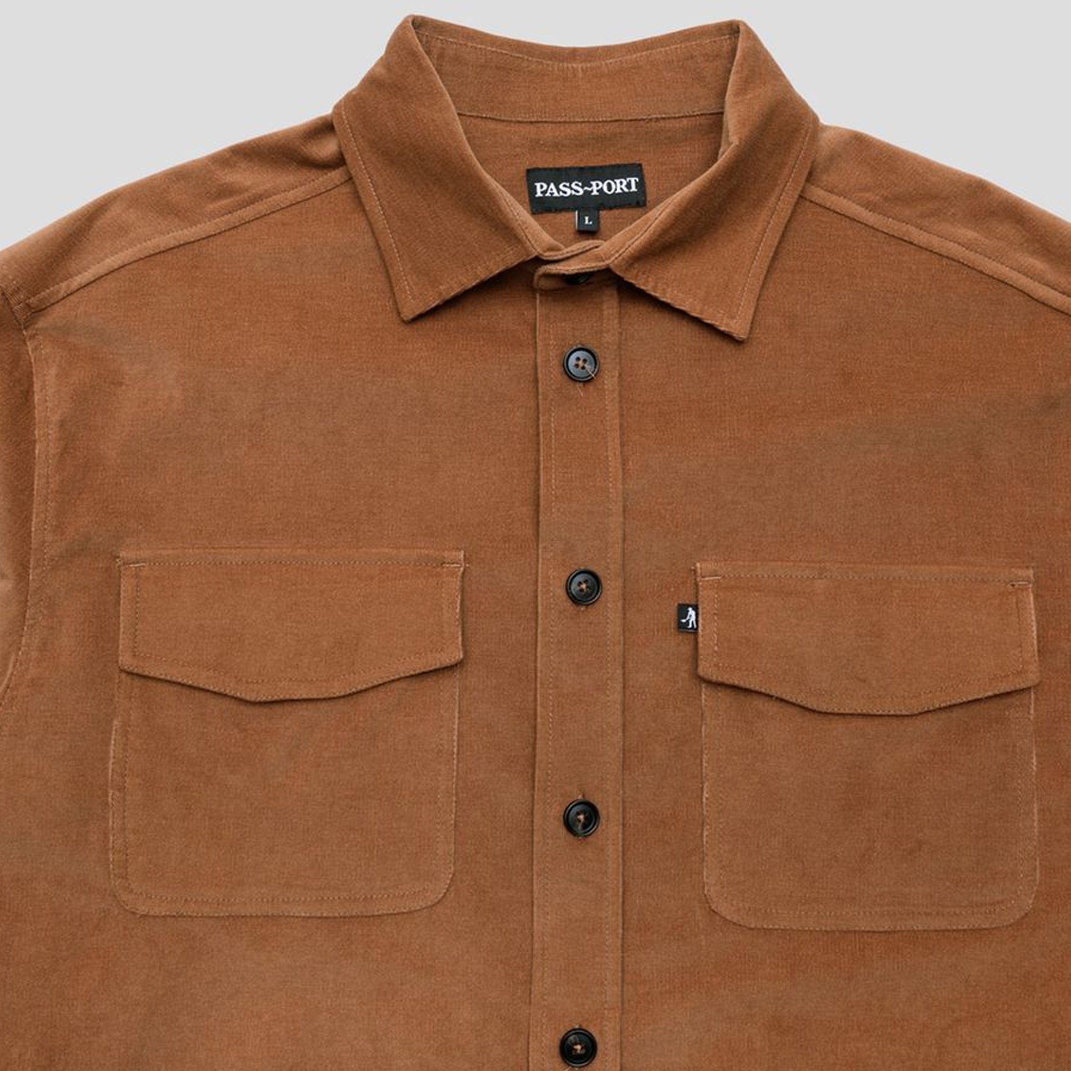 Passport Micro Cord Workers Shirt Caramel